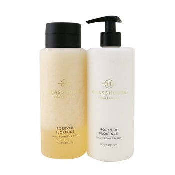 GlasshouseForever Florence (Wild Peonies & Lily) Body Duo : Shower Gel + Body Lotion 2x400ml/13.52oz