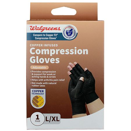 Walgreens Copper Infused Compression Gloves L/XL - 1.0 pr