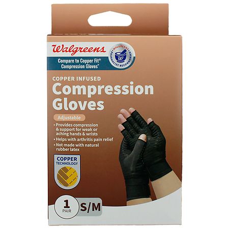 Walgreens Copper Infused Compression Gloves S/M - 1.0 pr
