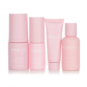 Kylie Skin4-Piece Mini Set: Foaming Face Wash 30ml + Face Moisturizer 15ml + Vitamin C Serum 10ml + Vanilla Milk Toner 30ml 4pcs