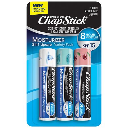 Chapstick Ultra Lip Balm Moisturizer Set Cool Mint, Black Cherry - 0.15 oz x 3 pack