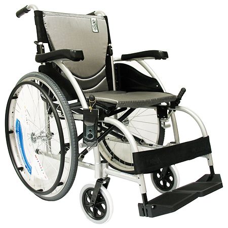 Karman 16 inch Aluminum Wheelchair with Fixed Armrests and Footrests, 27lbs - 1.0 ea