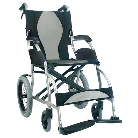 Karman 16 inch Ultra Lightweight Transport Wheelchair with Companion Hill Brakes - 1.0 ea