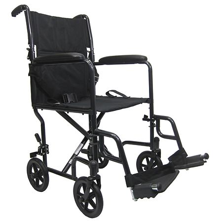 Karman 17 inch 19 lbs. Lightweight Transport Chair with Removable Footrest, Black - 1.0 ea