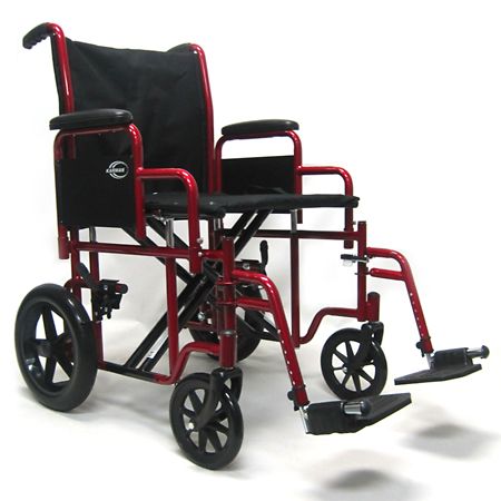 Karman Heavy Duty Transport Wheelchair with Removable Footrest and Armrest Seat 22x18 - 1.0 ea