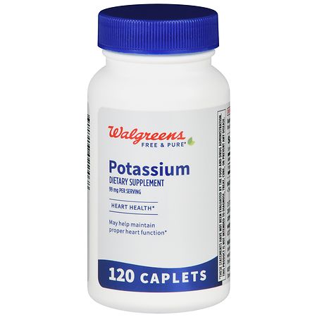 Walgreens Free & Pure Potassium 99 mg Caplets - 120.0 ea