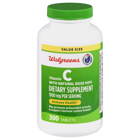 Walgreens Vitamin C with Natural Rose Hips 1000 mg Tablets - 300.0 ea