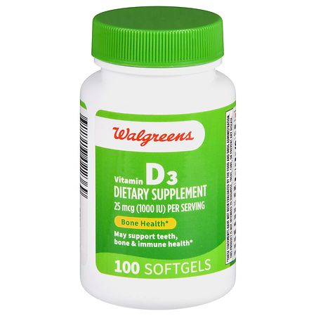 Walgreens Vitamin D3 25 mcg Softgels - 100.0 ea