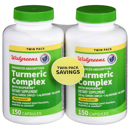 Walgreens Enhanced Absorption Turmeric Complex 500 mg with BioPerine 5 mg Capsules - 150.0 ea x 2 pack