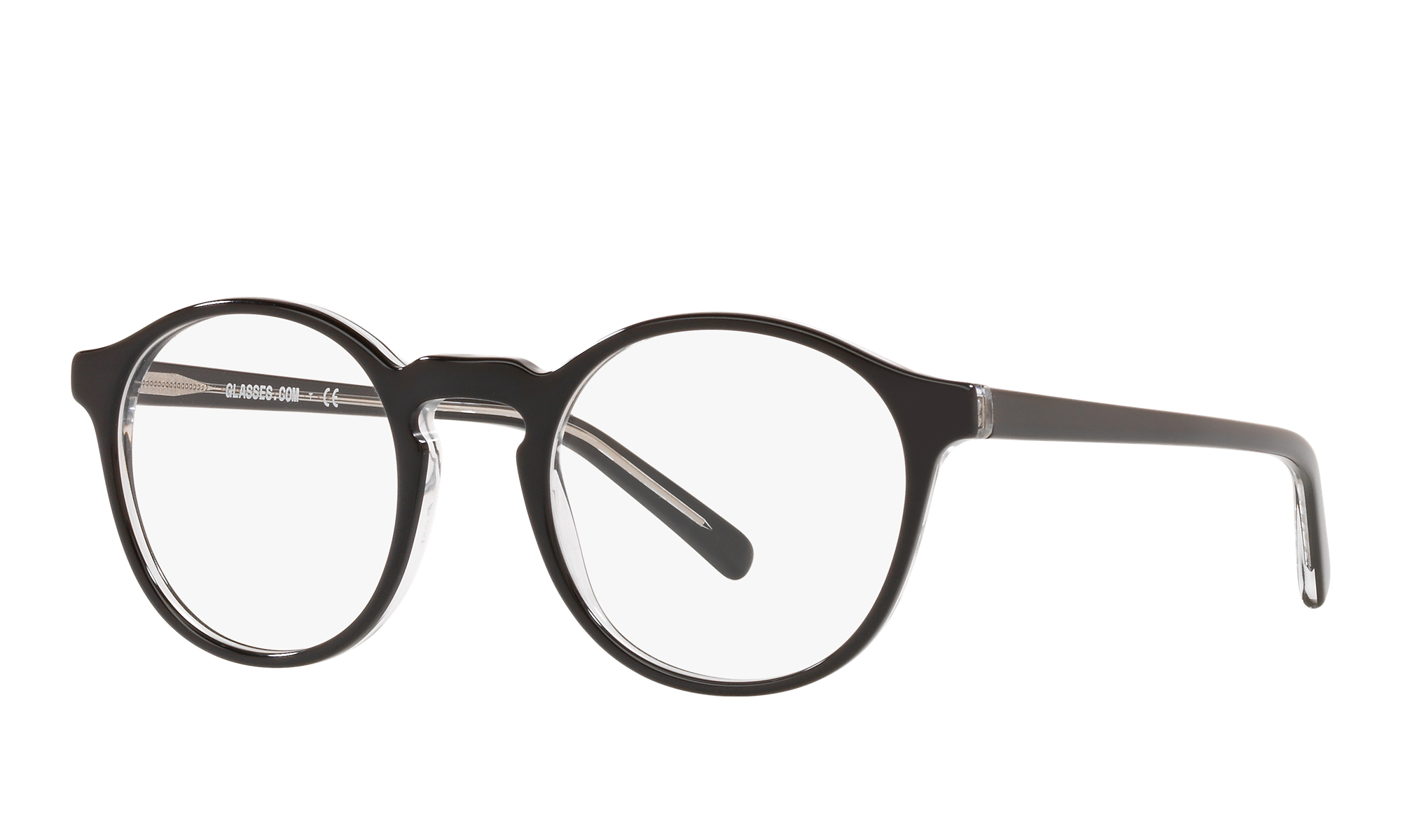Glasses.com Unisex Gk2005 Shiny Top Black On Transparent Size: Small