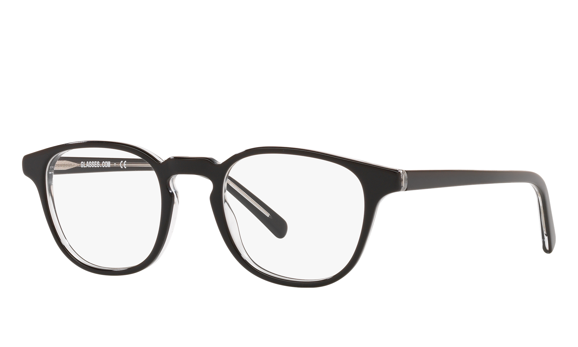 Glasses.com Unisex Gk2004 Shiny Top Black On Transparent Size: Standard