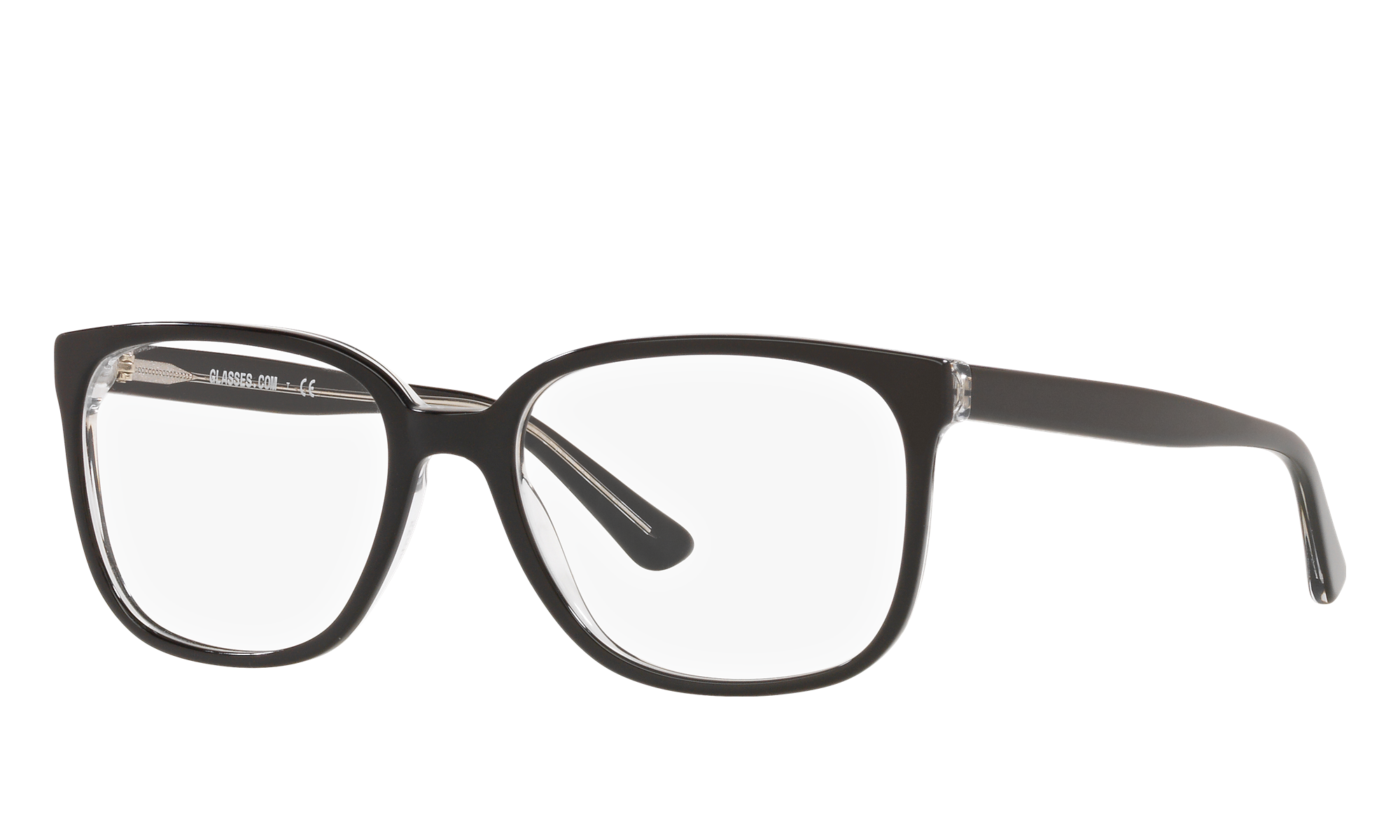 Glasses.com Unisex Gk2002 Shiny Top Black On Trasparent Size: Small