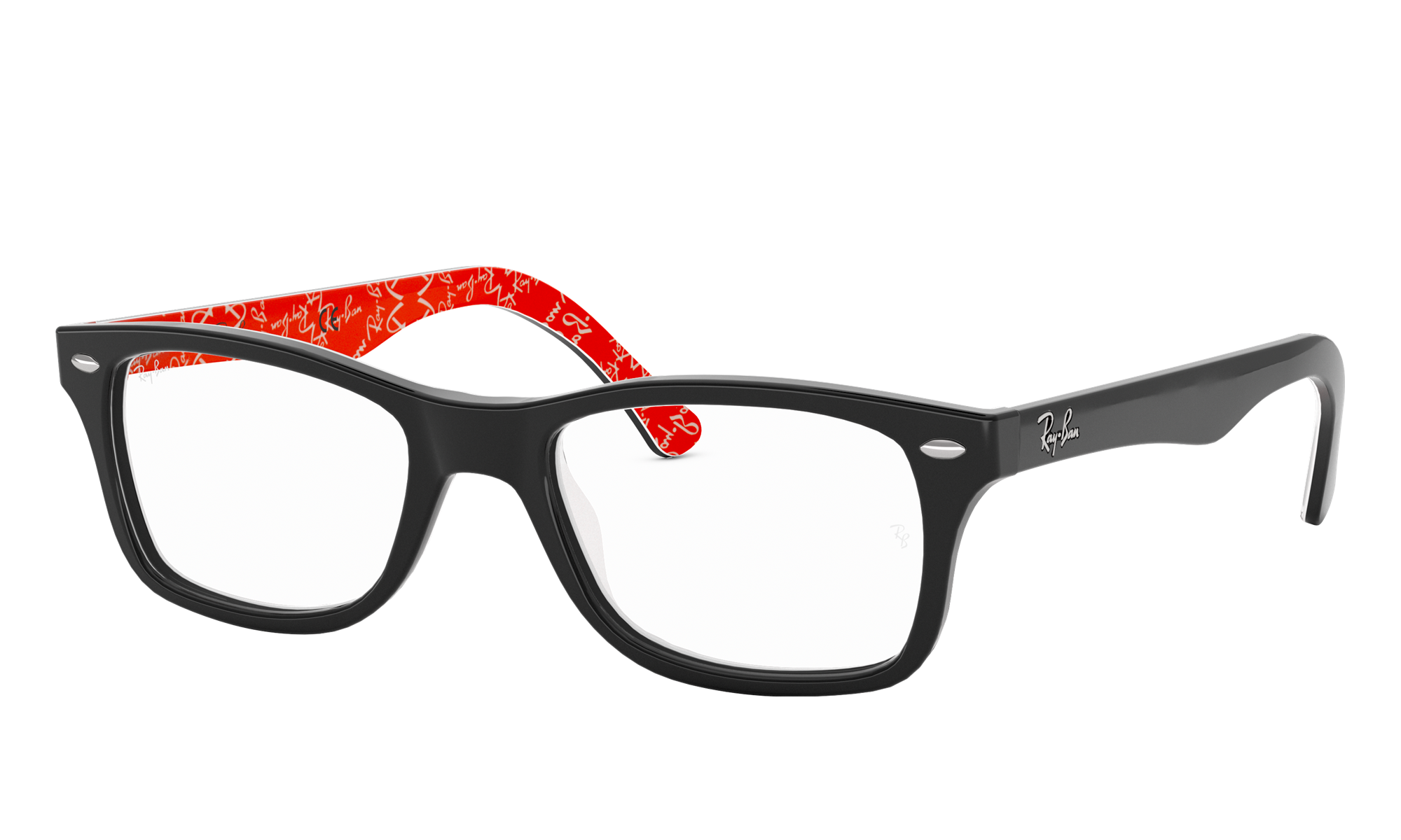 Ray-Ban Unisex Rx5228 Black On Red Size: Extra Small