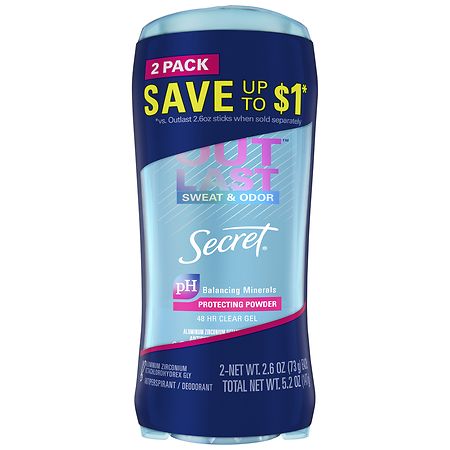 Secret Clear Gel Antiperspirant Deodorant Protecting Powder - 2.6 oz x 2 pack