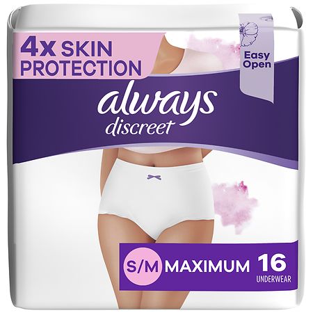 Always Discreet Sensitive Skin Underwear, Maximum Absorbency - Small/Medium 16.0 ea