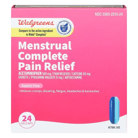 Walgreens Menstrual Complete Pain Relief Gelcaps - 24.0 ea