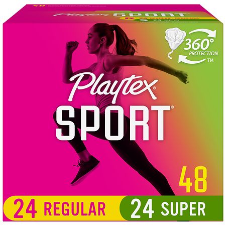 Playtex Sport Plastic Tampon Multi-Pack Unscented, Regular and Super - 48.0 ea