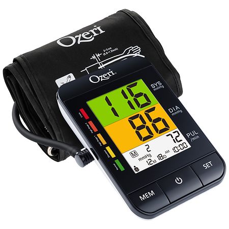 Ozeri Arm Blood Pressure Monitor with Split-Screen Hypertension Color Alert Technology - 1.0 ea
