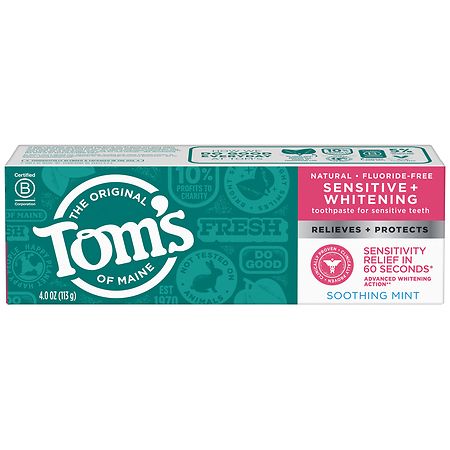 Tom's of Maine Sensitive + Whitening Toothpaste Soothing Mint - 4.0 oz