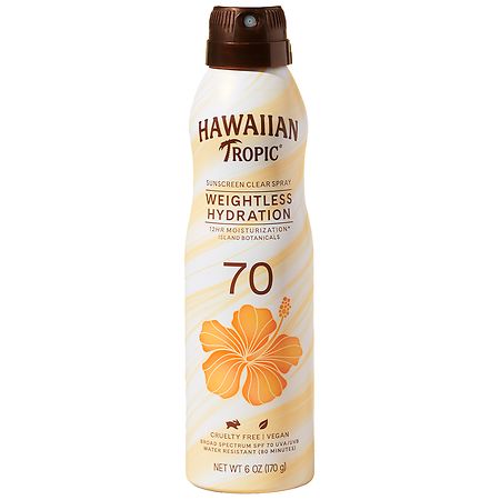 Hawaiian Tropic Weightless Hydration Clear Sunscreen Spray SPF 70 - 6.0 oz