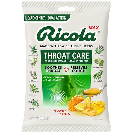 Ricola MAX Throat Care Honey Lemon, Family - 34.0 ea
