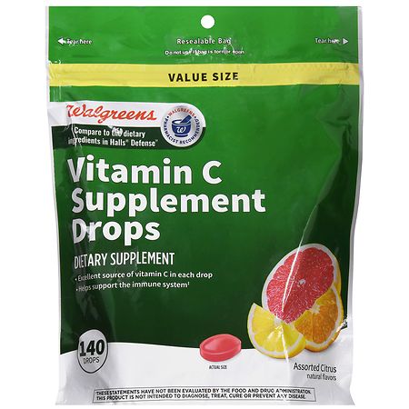 Walgreens Vitamin C Supplement Drops Assorted Citrus - 140.0 ea