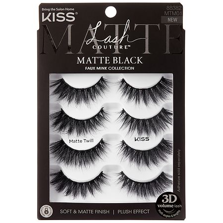 Kiss Lash Couture Faux Mink Eyelashes Multipack, Matte Twill - 4.0 pr