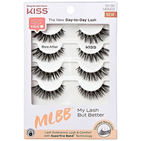 Kiss Lash Couture Fake Eyelashes Multipack, Bare Affair - 4.0 pr