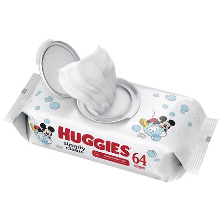 Huggies Simply Clean Baby Wipes, Flip-Top Pack Fragrance-Free - 64.0 ea