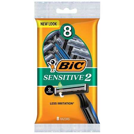 BIC Sensitive 2 Disposable Razors for Men With 2 Blades for Sensitive Skin - 8.0 ea