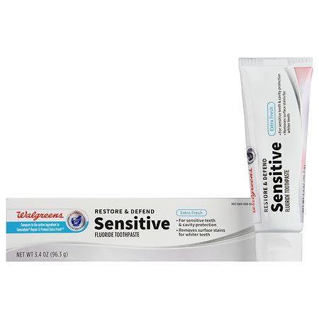 Walgreens Restore & Defend Sensitive Fluoride Toothpaste Extra Fresh - 3.4 oz