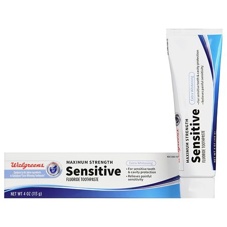 Walgreens Maximum Strength Sensitive Fluoride Toothpaste Extra Whitening - 4.0 oz