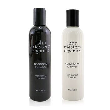John Masters OrganicsShampoo For Dry Hair with Evening Primrose 236ml + Conditioner For Dry Hair with Lavender & Avocado 236ml 2pcs
