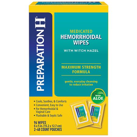 Preparation H Hemorrhoid Wipes with Witch Hazel - 48.0 ea x 2 pack