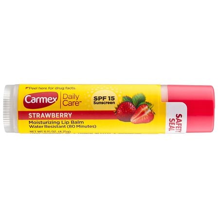 Carmex Daily Care Moisturizing Lip Balm With Sunscreen Strawberry - 0.15 oz