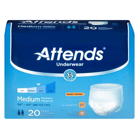Attends Underwear White - Medium 20.0 Each