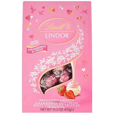 Lindt Lindor White Chocolate Truffles Strawberries and Cream - 15.2 oz
