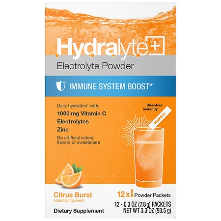 Hydralyte Electrolyte Hydration Powder Sticks Citrus - 0.3 oz x 12 pack