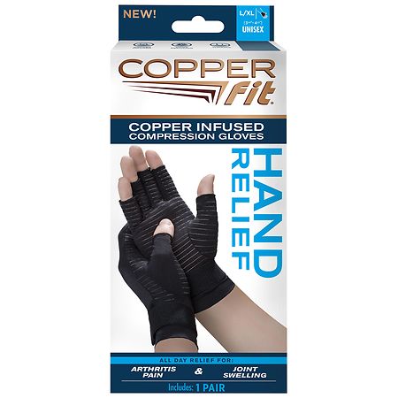 Copper Fit Hand Relief Gloves Black - L/XL 1.0 pr