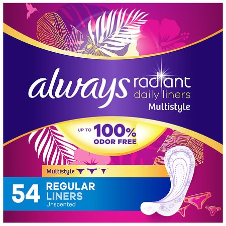 Always Radiant Daily Multistyle Liners Regular Absorbency Unscented - 54.0 ea