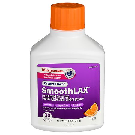 Walgreens SmoothLAX Polyethylene Glycol 3350 Powder for Solution Orange - 17.9 oz