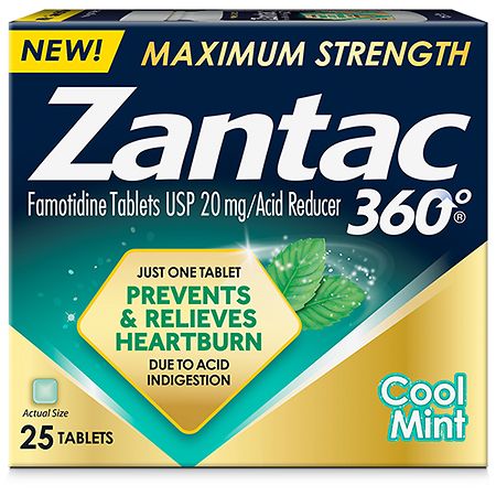 Zantac Maximum Strength Heartburn Prevention & Relief Cool Mint - 25.0 ea