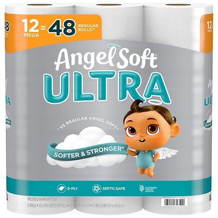 Angel Soft 2-Ply Mega Roll Bathroom Tissue - 320.0 ea x 12 pack