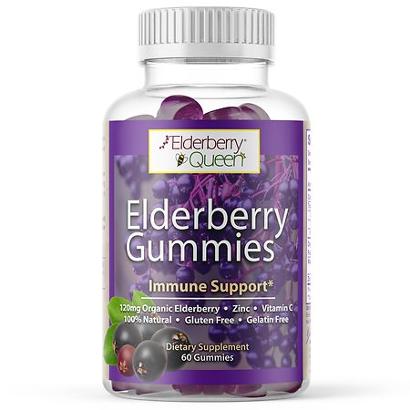 Elderberry Queen Elderberry Gummies Immune Support Supplement with Vitamin C and Zinc Passion Fruit - 60.0 ea