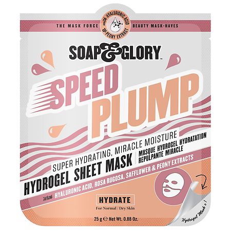Soap & Glory Speed Plump Super Hydrating Miracle Moisture Hydrogel Sheet Mask - 0.88 oz