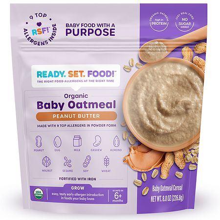 Ready, Set, Food! Organic Baby Oatmeal, Peanut Butter - 8.0 oz