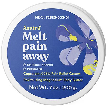 Asutra Melt Pain Away Natural Pain Relief Magnesium Capsaicin Body Butter Lemongrass - 7.0 oz