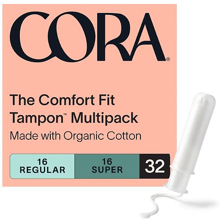 Cora Organic Cotton Tampons Unscented - Regular/Super Absorbency 32.0 ea