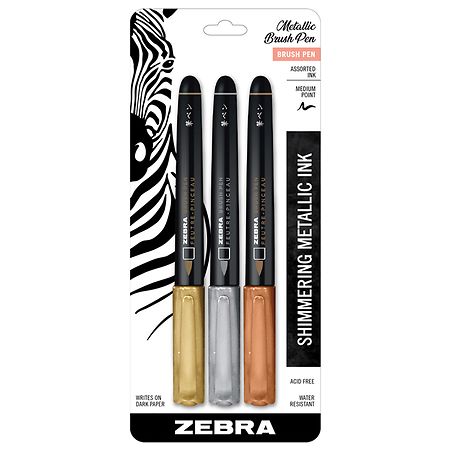 Zebra Metallic Brush Pen - 3.0 ea