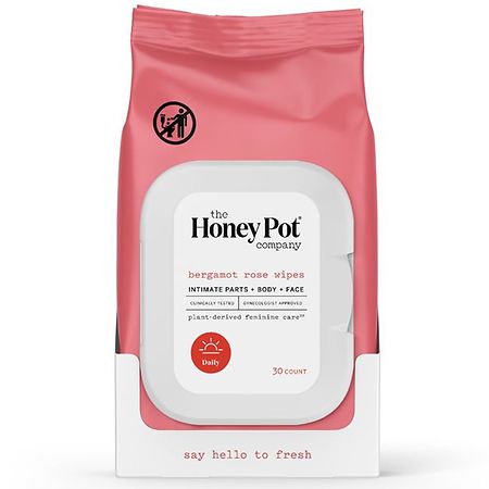 The Honey Pot Wipes Bergamot Rose - 30.0 EA